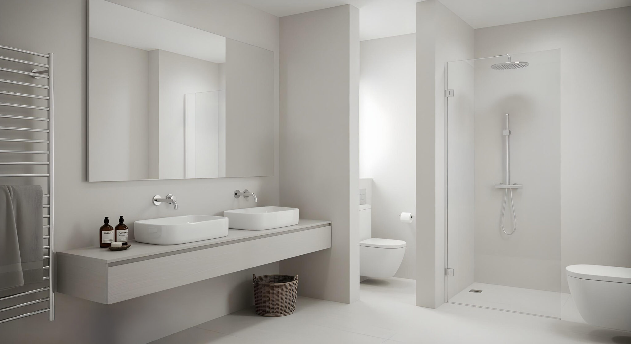 Salle de bain rénovée à Bayeux avec carrelage moderne et douche italienne